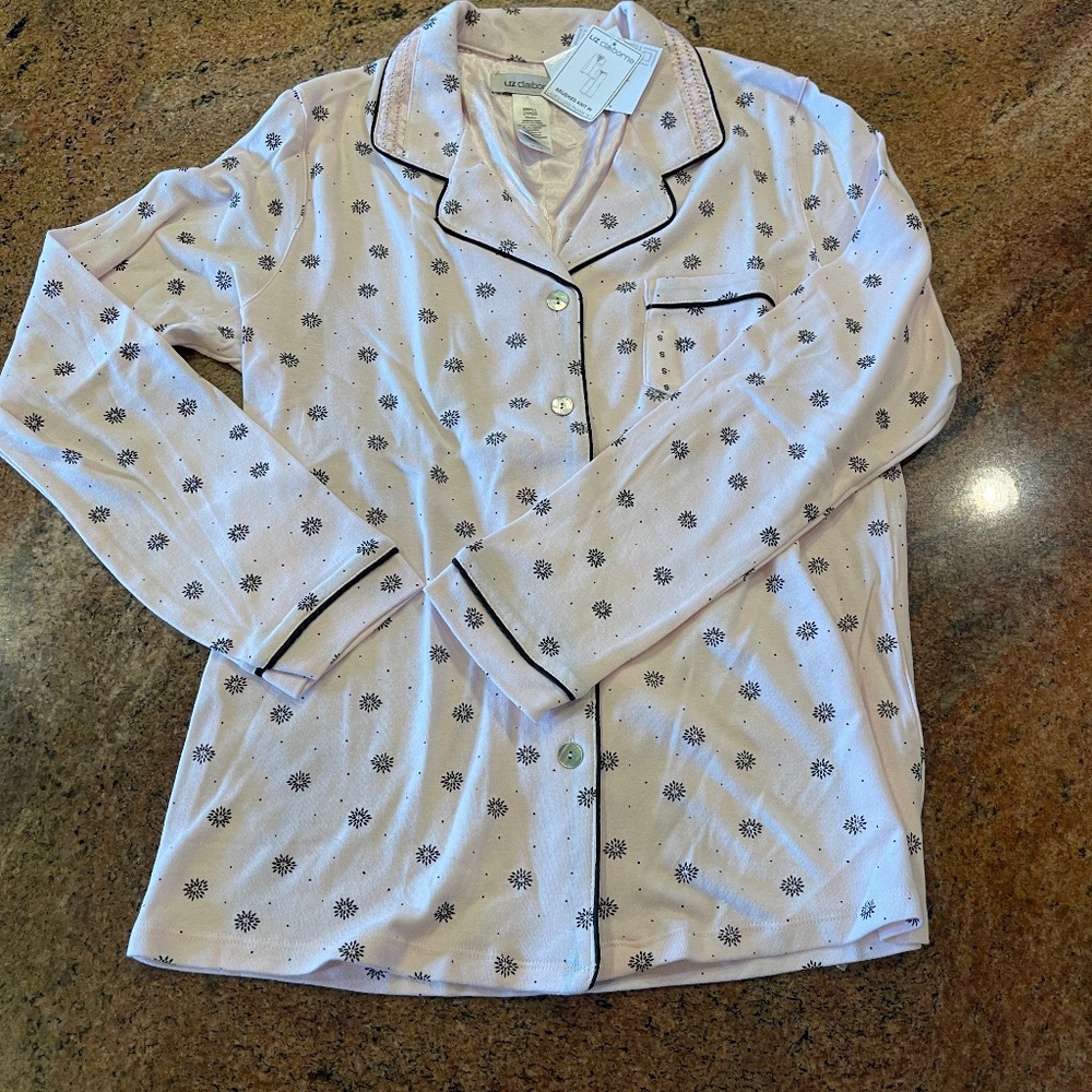 NEW! Liz Claiborne Pink Brushed Knit 2 Piece Pajama Set Size Small NWT! - Picture 2 of 8